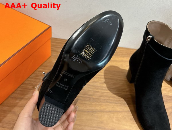 Hermes Saint Germain Ankle Boot in Black Suede Goatskin Replica