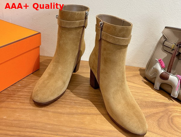 Hermes Saint Germain Ankle Boot in Brum Fume Suede Goatskin Replica