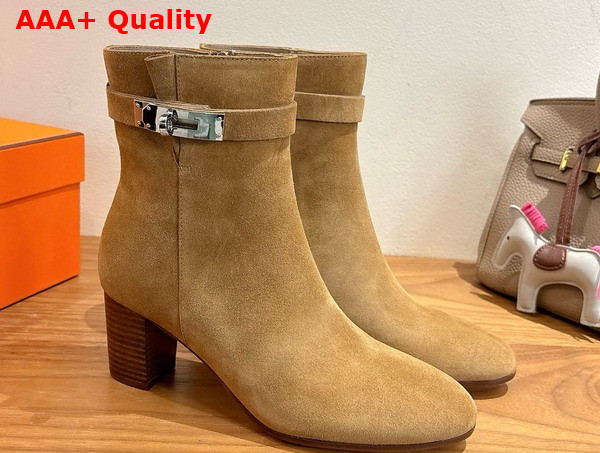 Hermes Saint Germain Ankle Boot in Brum Fume Suede Goatskin Replica