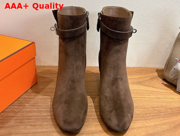 Hermes Saint Germain Ankle Boot in Dark Brown Suede Goatskin Replica