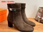 Hermes Saint Germain Ankle Boot in Dark Brown Suede Goatskin Replica