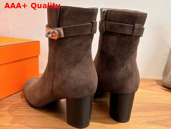 Hermes Saint Germain Ankle Boot in Dark Brown Suede Goatskin Replica