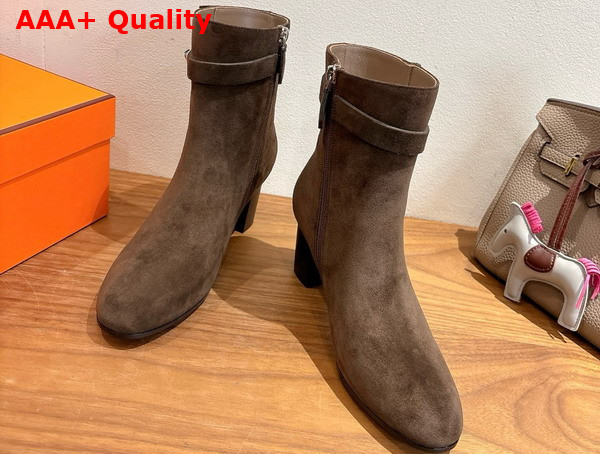Hermes Saint Germain Ankle Boot in Dark Brown Suede Goatskin Replica