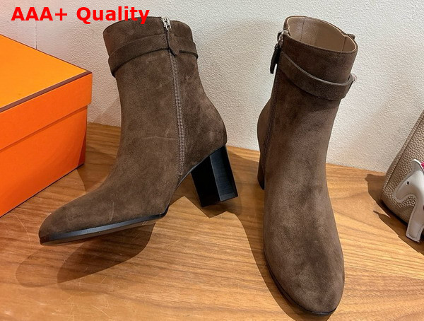 Hermes Saint Germain Ankle Boot in Dark Brown Suede Goatskin Replica