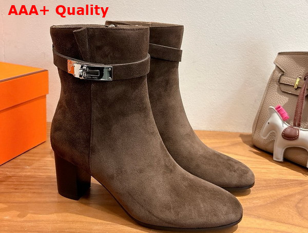 Hermes Saint Germain Ankle Boot in Dark Brown Suede Goatskin Replica