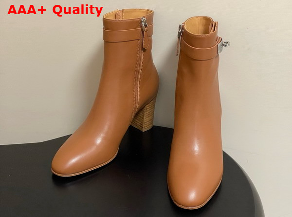 Hermes Saint Germain Ankle Boot in Naturel Calfskin wiht Silver Iconic Buckle Replica