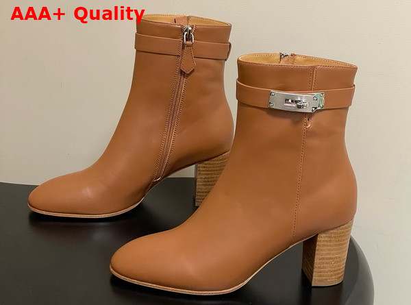 Hermes Saint Germain Ankle Boot in Naturel Calfskin wiht Silver Iconic Buckle Replica