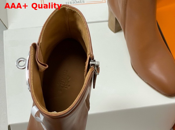 Hermes Saint Germain Ankle Boot in Naturel Calfskin wiht Silver Iconic Buckle Replica