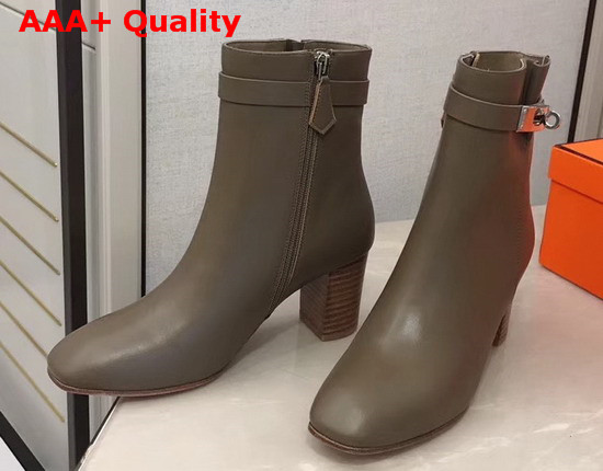 Hermes Saint Germain Ankle Boot in Smoked Brown Calfskin Replica