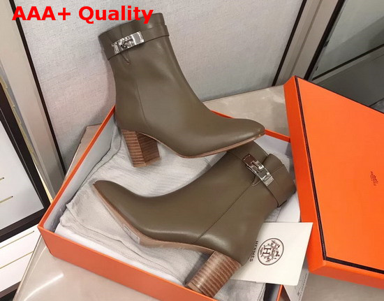 Hermes Saint Germain Ankle Boot in Smoked Brown Calfskin Replica