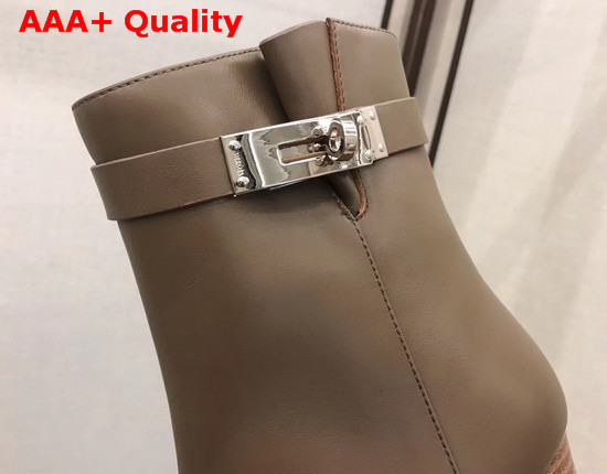 Hermes Saint Germain Ankle Boot in Smoked Brown Calfskin Replica