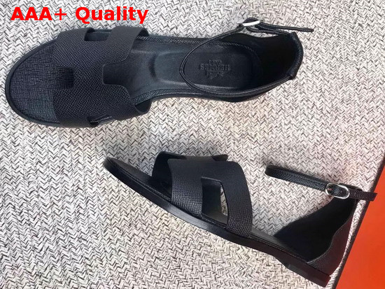 Hermes Santorini Sandal in Black Epsom Calfskin Replica