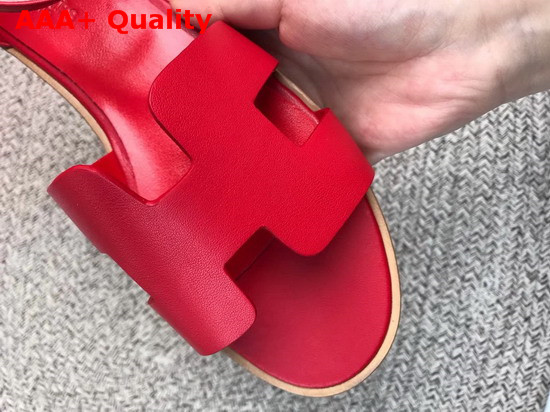 Hermes Santorini Sandal in Red Calfskin Replica