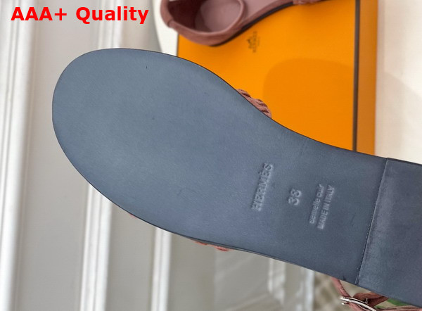 Hermes Santorini Sandal in Rose Antique Braided Suede Goatskin Replica