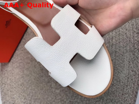 Hermes Santorini Sandal in White Epsom Calfskin Replica