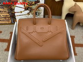 Hermes Shadow Birkin 25 Bag in Gold Brown Swift Calfskin Replica