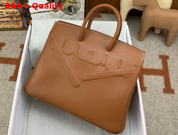 Hermes Shadow Birkin 25 Bag in Gold Brown Swift Calfskin Replica