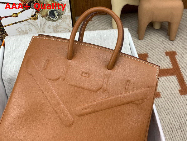 Hermes Shadow Birkin 25 Bag in Gold Brown Swift Calfskin Replica