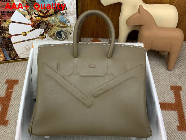 Hermes Shadow Birkin 25 Bag in Grey Swift Calfskin Replica