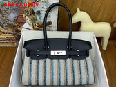 Hermes Shoulder Birkin Bag in Striped Canvas and Swift Calfskin Replica