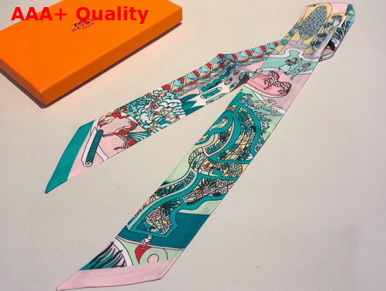 Hermes Silk Twilly Turquoise Replica