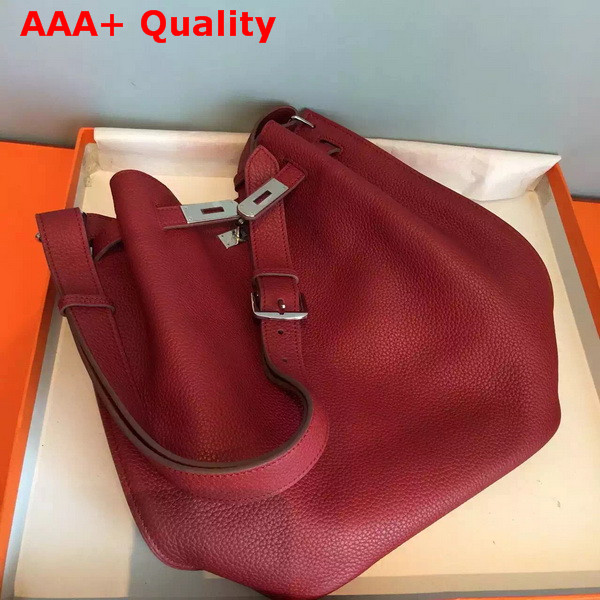 Hermes So Kelly Bag In Dark Red Original Leather Replica