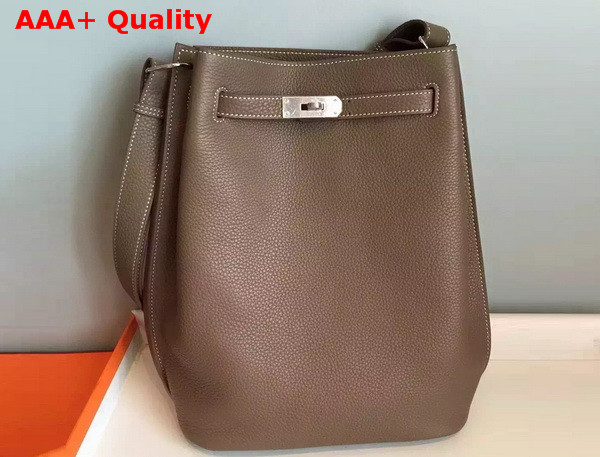 Hermes So Kelly Bag In Elephant Grey Original Leather Replica