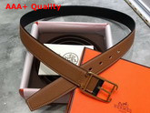 Hermes Society 32 Reversible Belt Tan and Black Box and Togo Calfskin with Gold Plated Buckle Replica