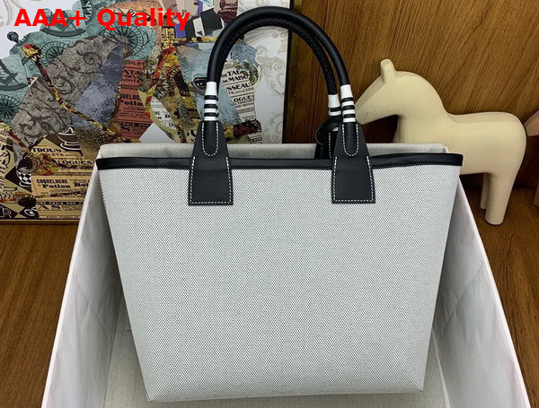 Hermes Steeple 25 Bag in H Canvas and Swift Calfskin with Removable Bag Bottom in Canvas Ecru and Noir Replica
