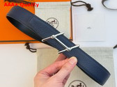 Hermes Swing Belt Buckle Reversible Leather Strap 32mm Noir Bleu Nuit Togo Calfskin Replica