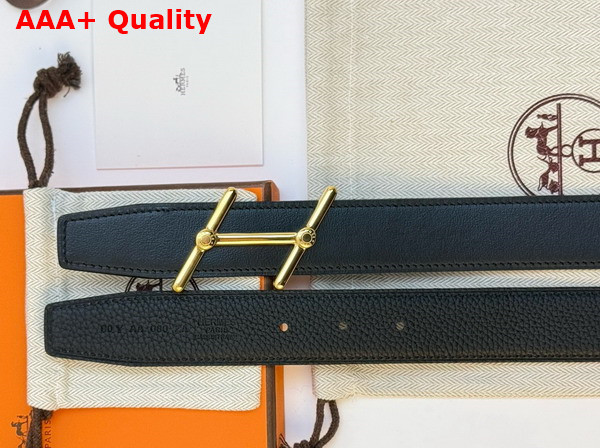 Hermes Swing Belt Buckle Reversible Leather Strap 32mm Noir Togo Calfskin Replica