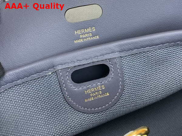 Hermes Tablier Sellier Bag Ardoise Hunter Cowhide Swift Calfskin and Militaire Canvas Replica