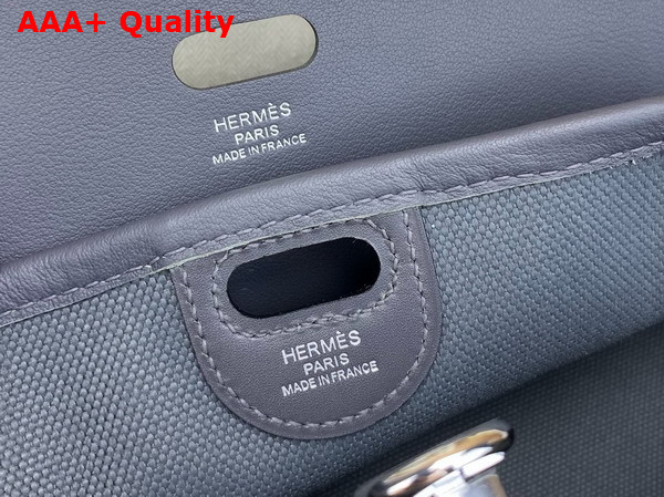 Hermes Tablier Sellier Bag Ardoise Hunter Cowhide Swift Calfskin and Militaire Canvas Replica