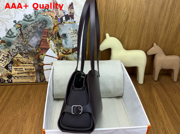 Hermes Tablier Sellier Bag Ebene Hunter Cowhide Swift Calfskin and Militaire Canvas Replica