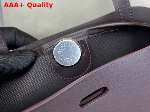 Hermes Tablier Sellier Bag Ebene Hunter Cowhide Swift Calfskin and Militaire Canvas Replica