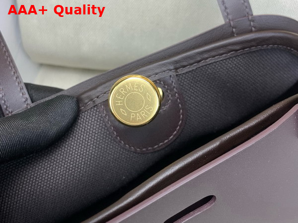 Hermes Tablier Sellier Bag Ebene Hunter Cowhide Swift Calfskin and Militaire Canvas Replica