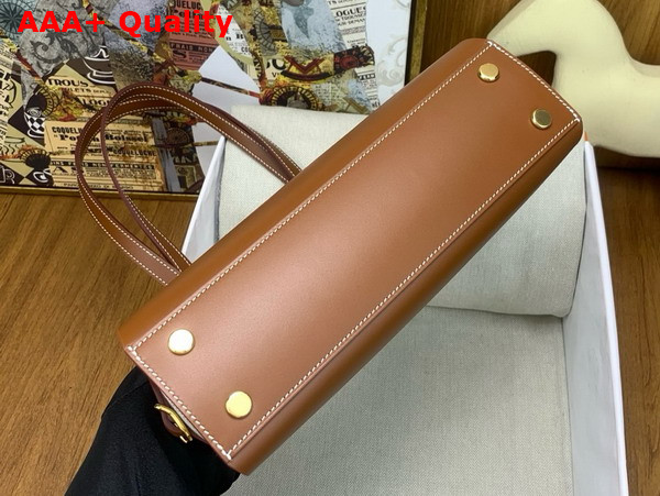 Hermes Tablier Sellier Bag Hunter Cowhide Swift Calfskin and Militaire Canvas Gold and Natural Replica