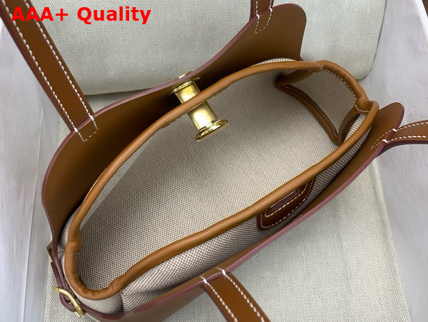 Hermes Tablier Sellier Bag Hunter Cowhide Swift Calfskin and Militaire Canvas Gold and Natural Replica