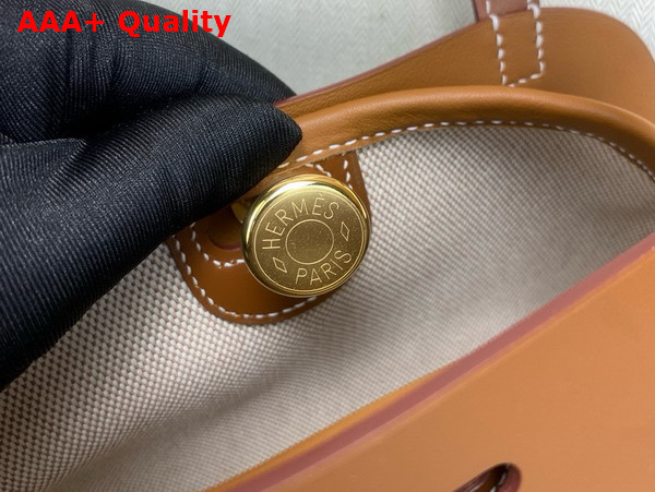 Hermes Tablier Sellier Bag Hunter Cowhide Swift Calfskin and Militaire Canvas Gold and Natural Replica