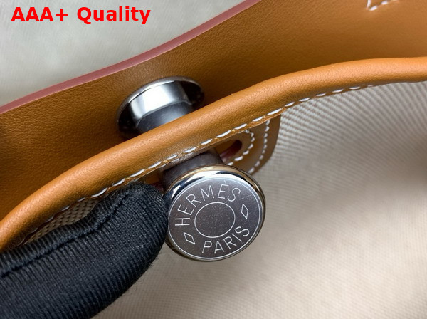 Hermes Tablier Sellier Bag Hunter Cowhide Swift Calfskin and Militaire Canvas Gold and Natural Replica