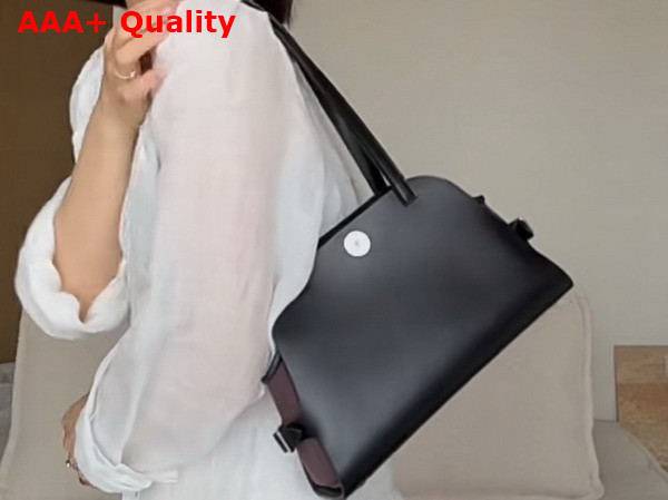 Hermes Tablier Sellier Bag Noir Hunter Cowhide Swift Calfskin and Militaire Canvas Replica