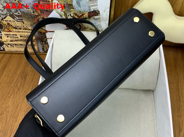 Hermes Tablier Sellier Bag Noir Hunter Cowhide Swift Calfskin and Militaire Canvas Replica