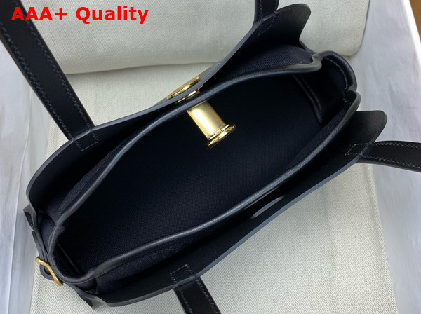 Hermes Tablier Sellier Bag Noir Hunter Cowhide Swift Calfskin and Militaire Canvas Replica