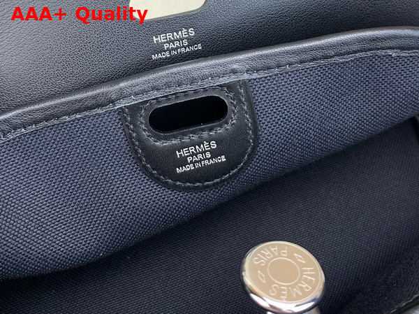 Hermes Tablier Sellier Bag Noir Hunter Cowhide Swift Calfskin and Militaire Canvas Replica