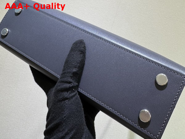 Hermes Tablier Sellier Bag in Ardoise Hunter Cowhide Swift Calfskin and Militaire Canvas Replica