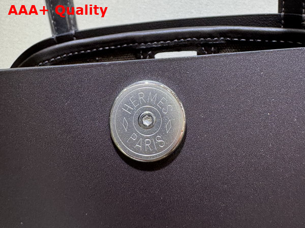 Hermes Tablier Sellier Bag in Ebene Hunter Cowhide Swift Calfskin and Militaire Canvas Replica