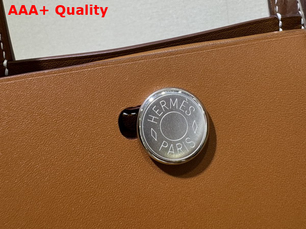 Hermes Tablier Sellier Bag in Hunter Cowhide Swift Calfskin and Militaire Canvas Gold and Natural Replica