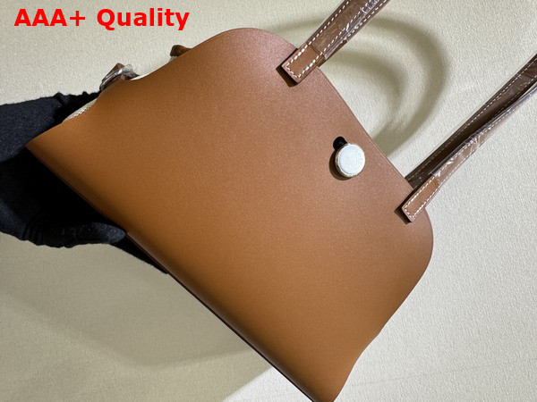 Hermes Tablier Sellier Bag in Hunter Cowhide Swift Calfskin and Militaire Canvas Gold and Natural Replica