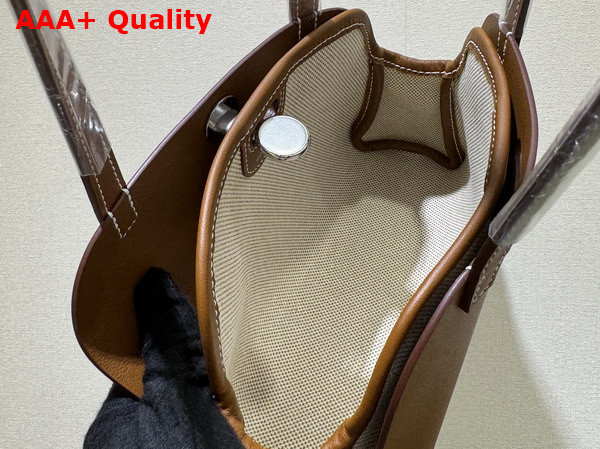 Hermes Tablier Sellier Bag in Hunter Cowhide Swift Calfskin and Militaire Canvas Gold and Natural Replica