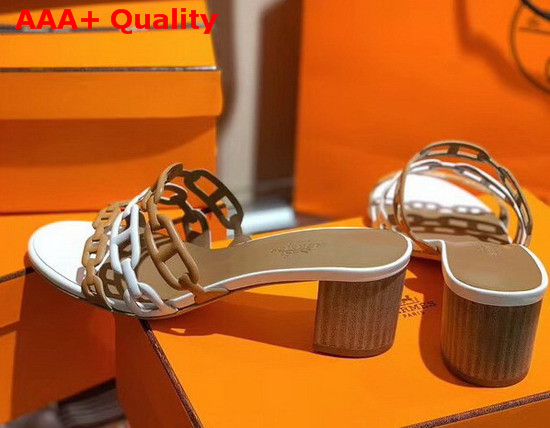 Hermes Tanden Sandal in White Nappa Leather Replica